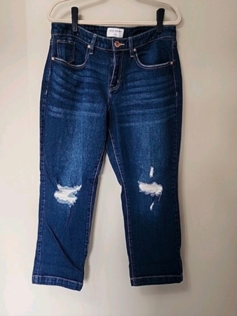 Lane Bryant 14 S Flex Magic Waist Mid-Rise Slim Straight Ankle Distressed Jean